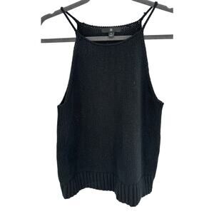 Banana Republic Silk Blend Black Halter-Neck Sweater Tank Chunky Knit Winter M